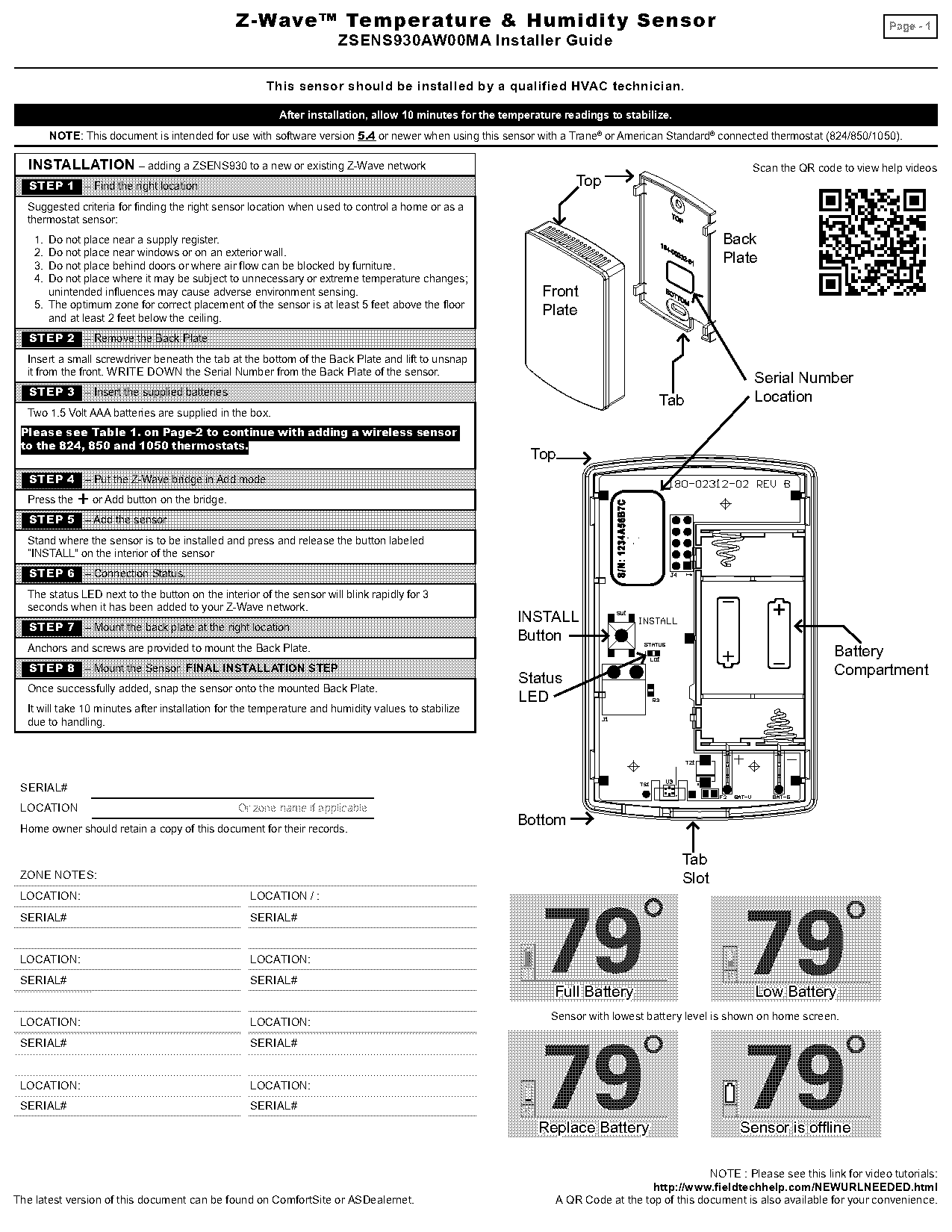 trane z wave thermostat manual