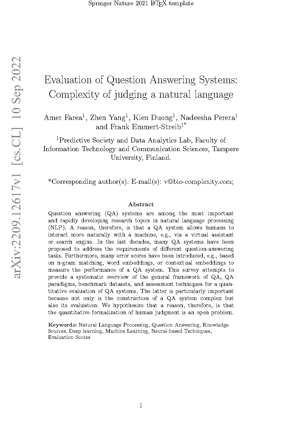 nlp question answering in evaluation