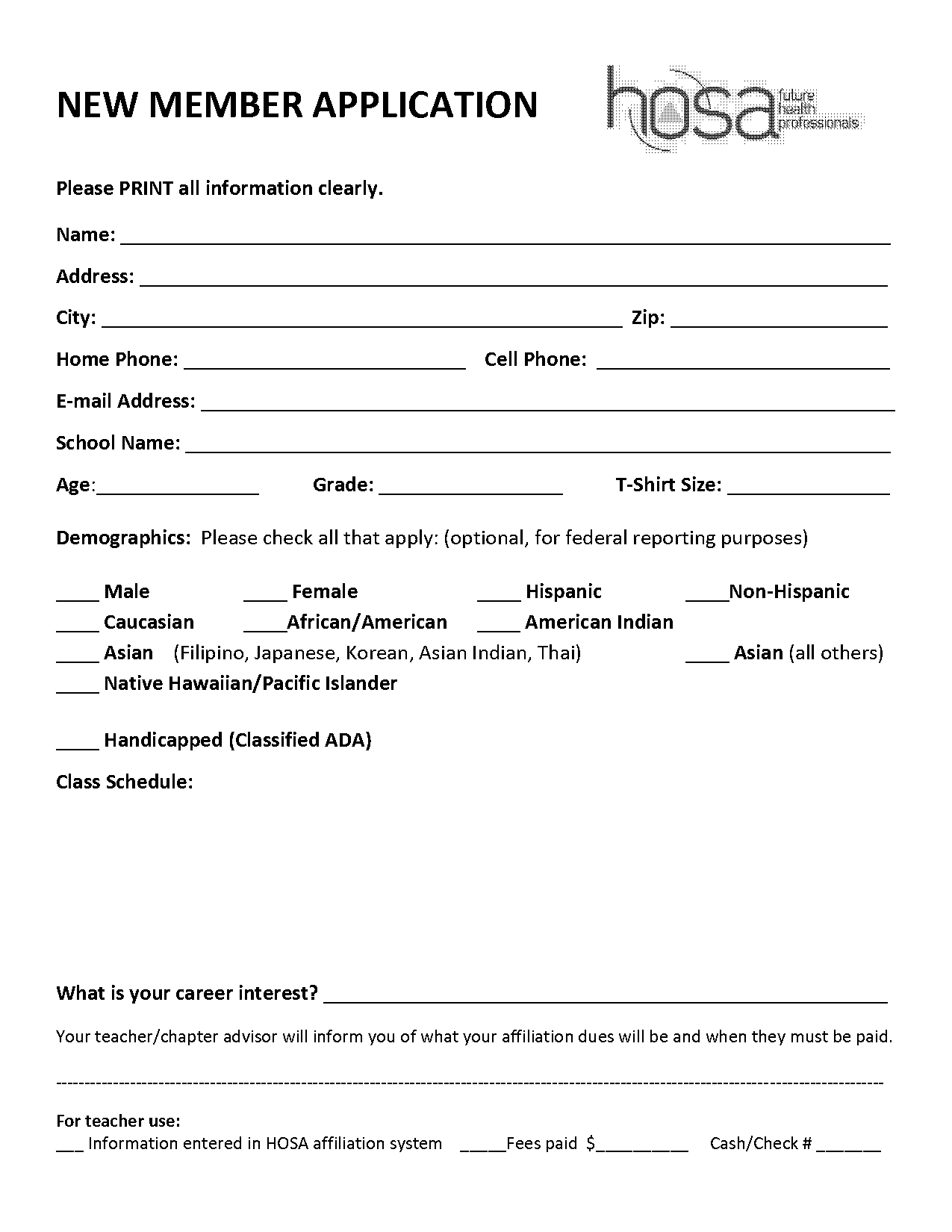 membership registration form sample