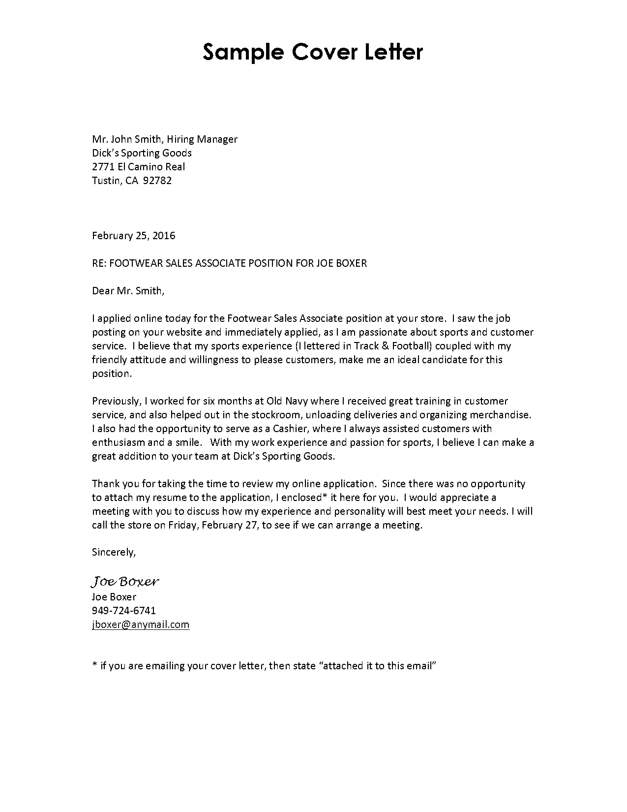 cover letter sample for cus