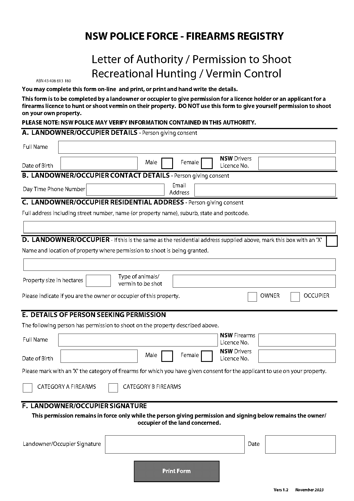 hunting permission letter example