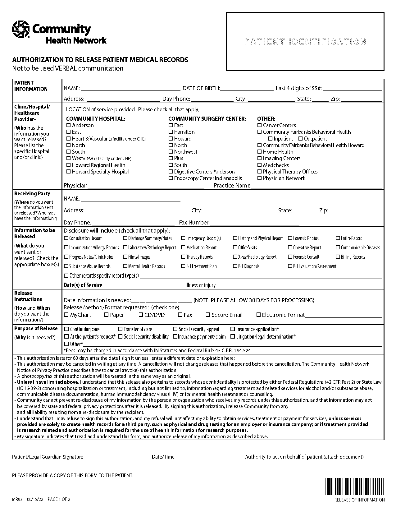 community east hospital indianapolis medical records