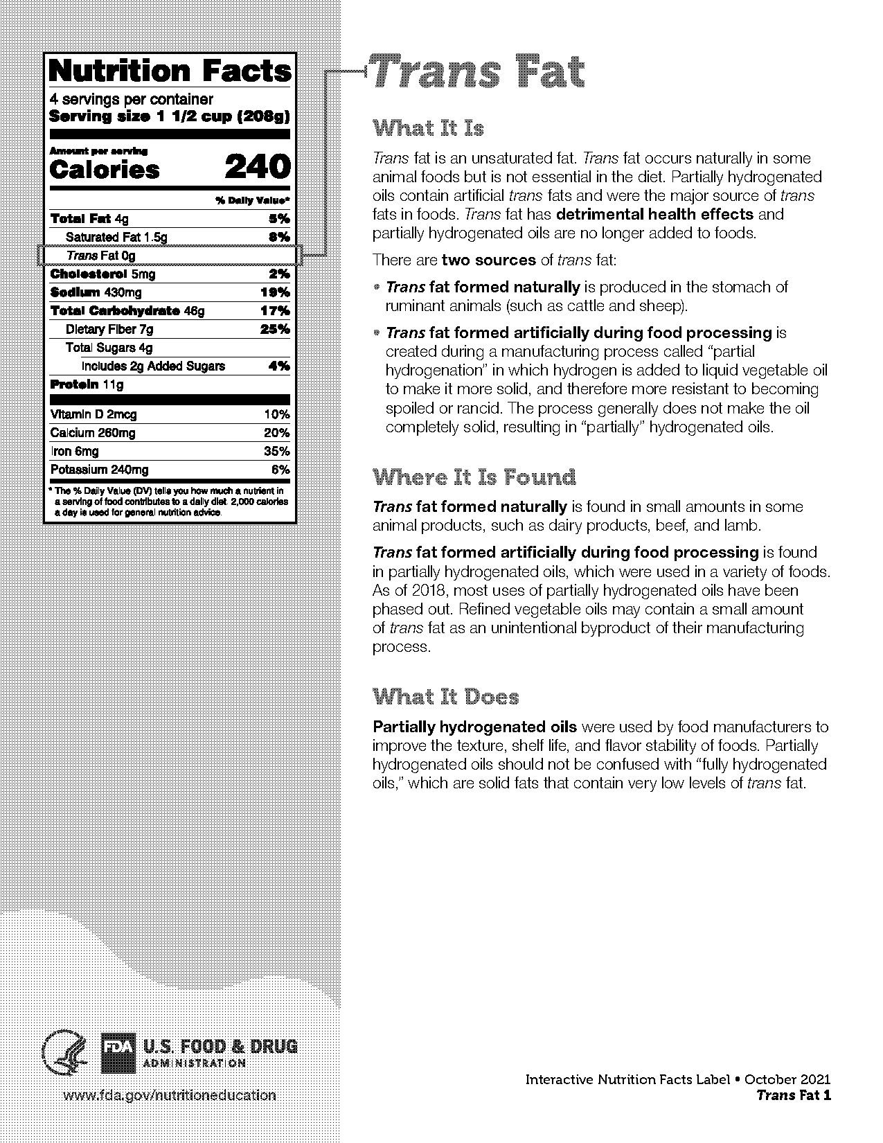 recommended daily value of trans fats