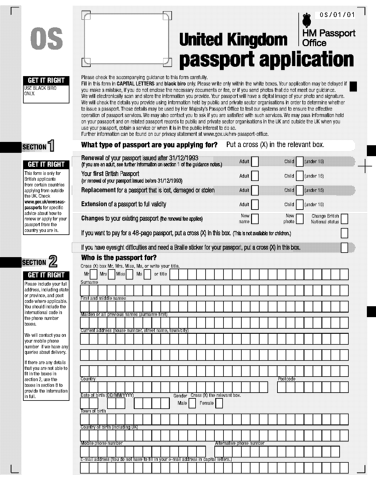 british passport application form download pdf