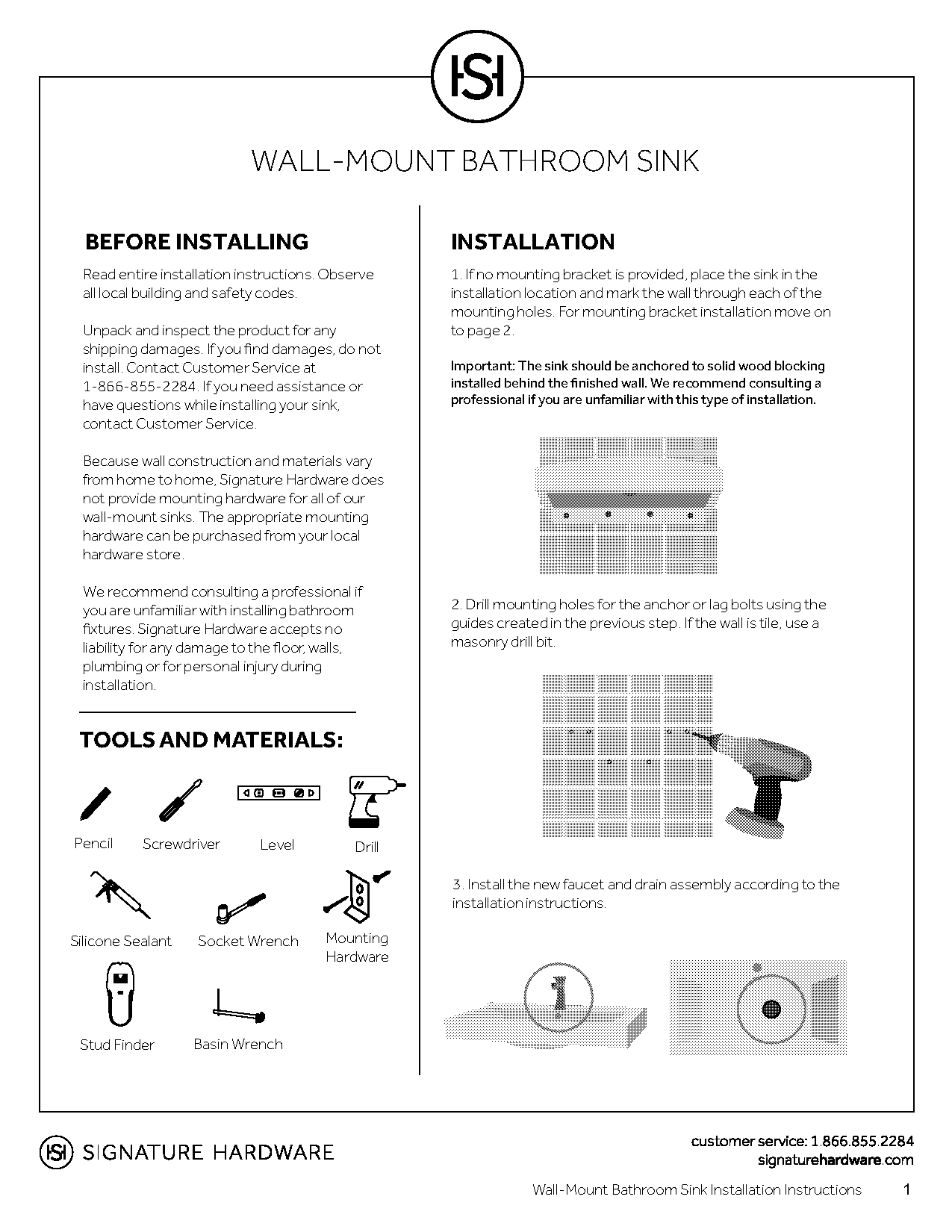 bathroom sink installation instructions