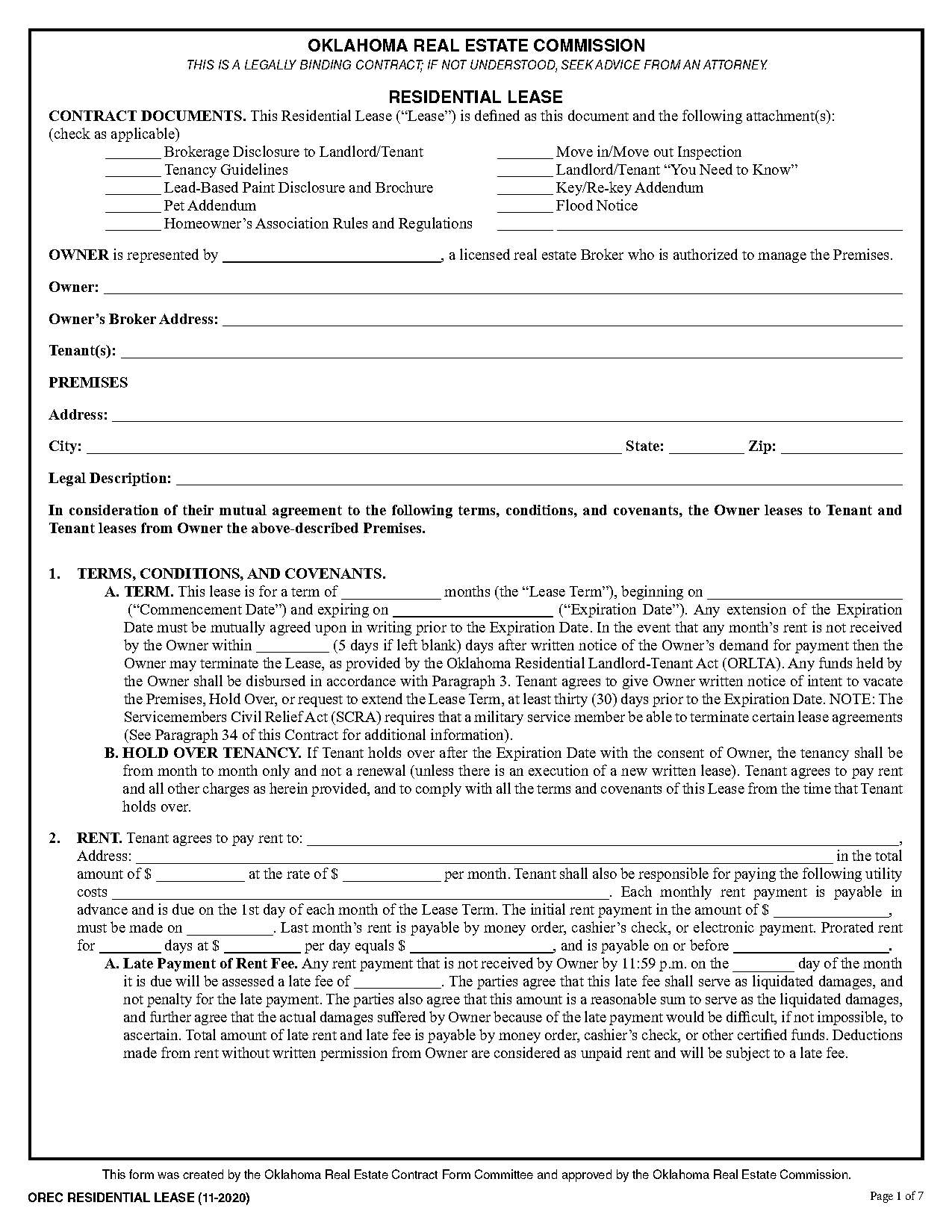 real estate rent agreement form