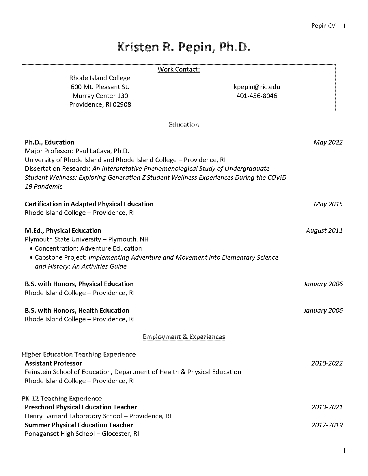 physical education rubrics for exercise presentation