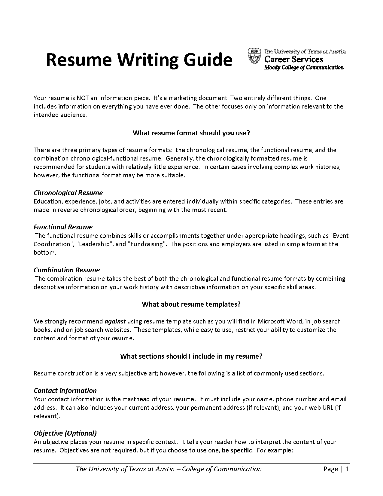 communication speialist objectives on resume