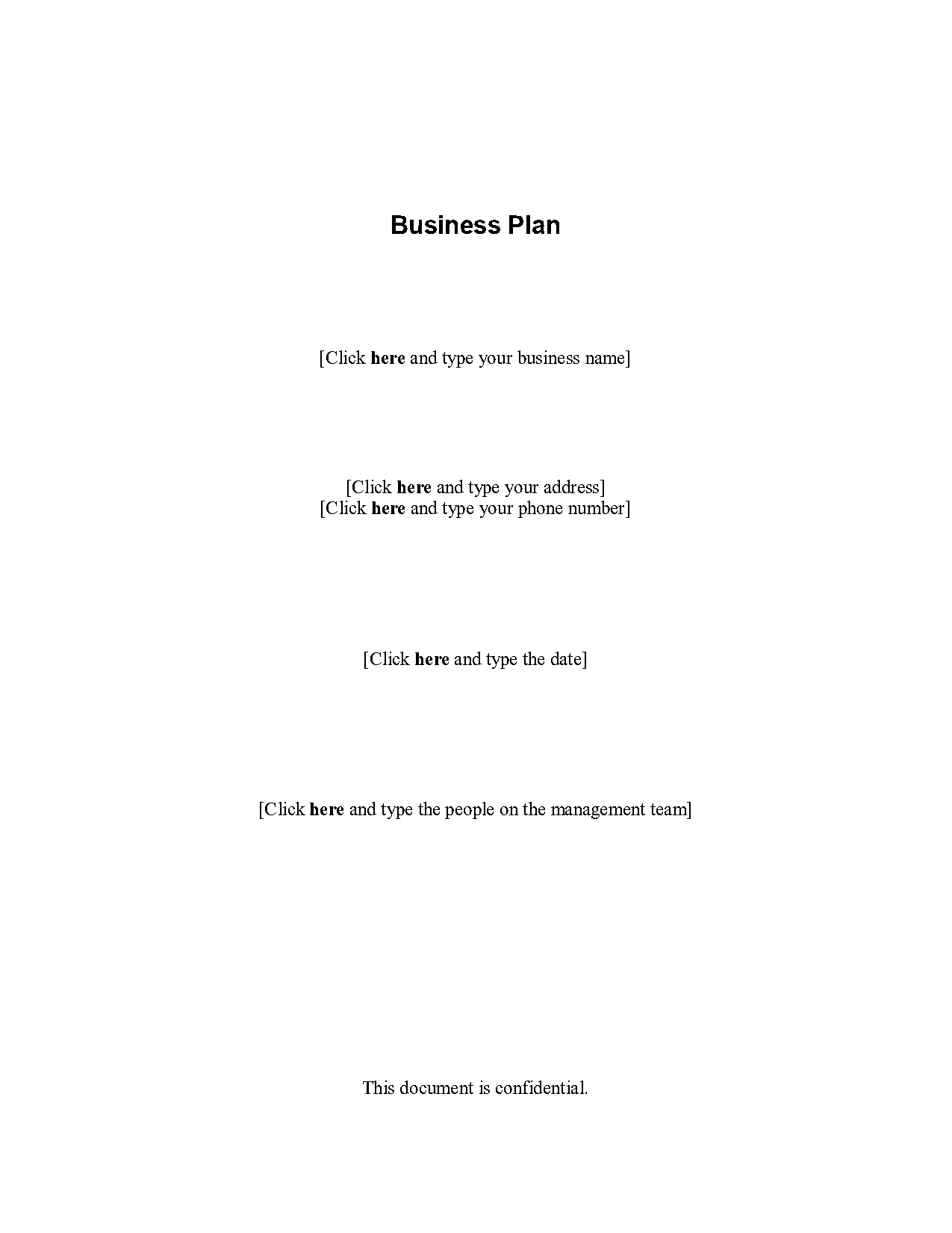 business plan template for a product