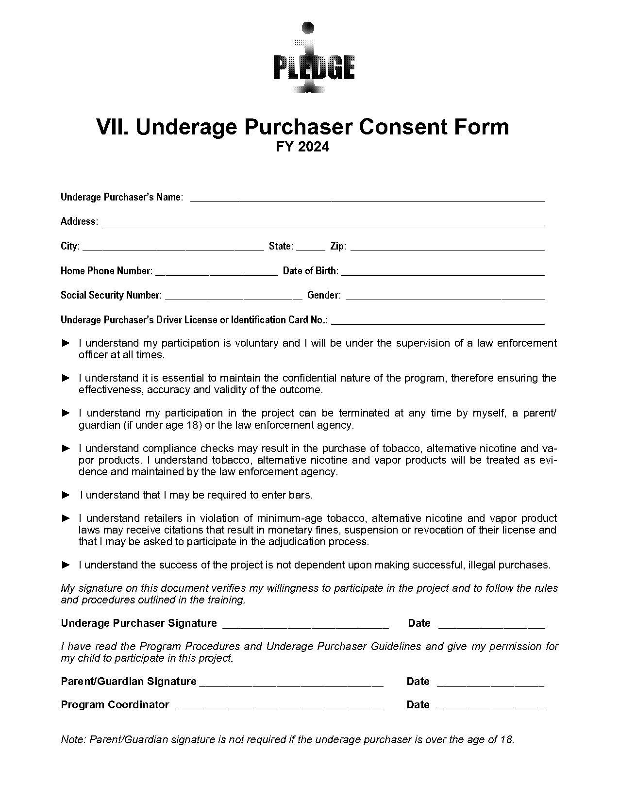 i pledge consent forms