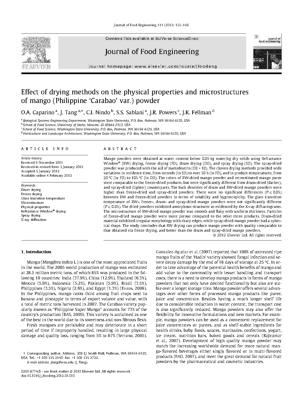 journal of food engineering and physical properties