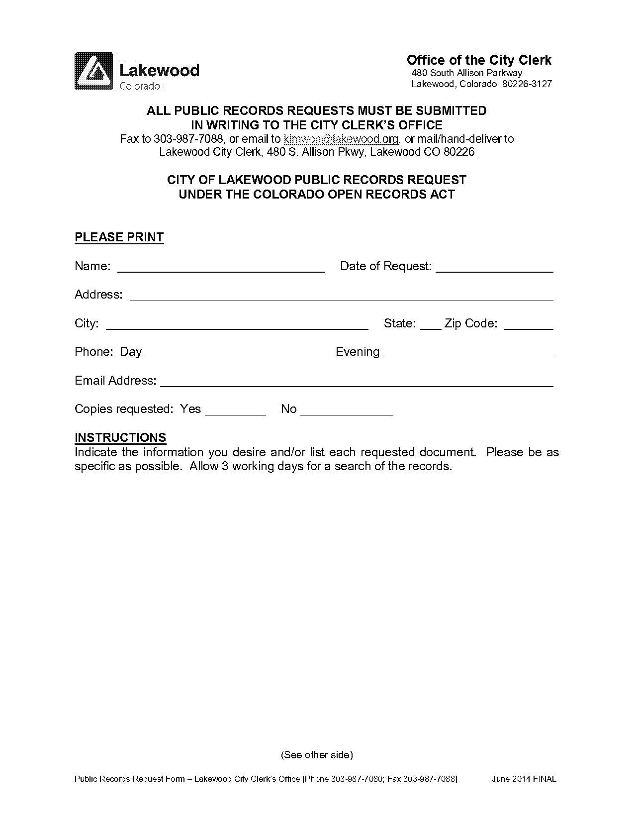 lakewood co open records request