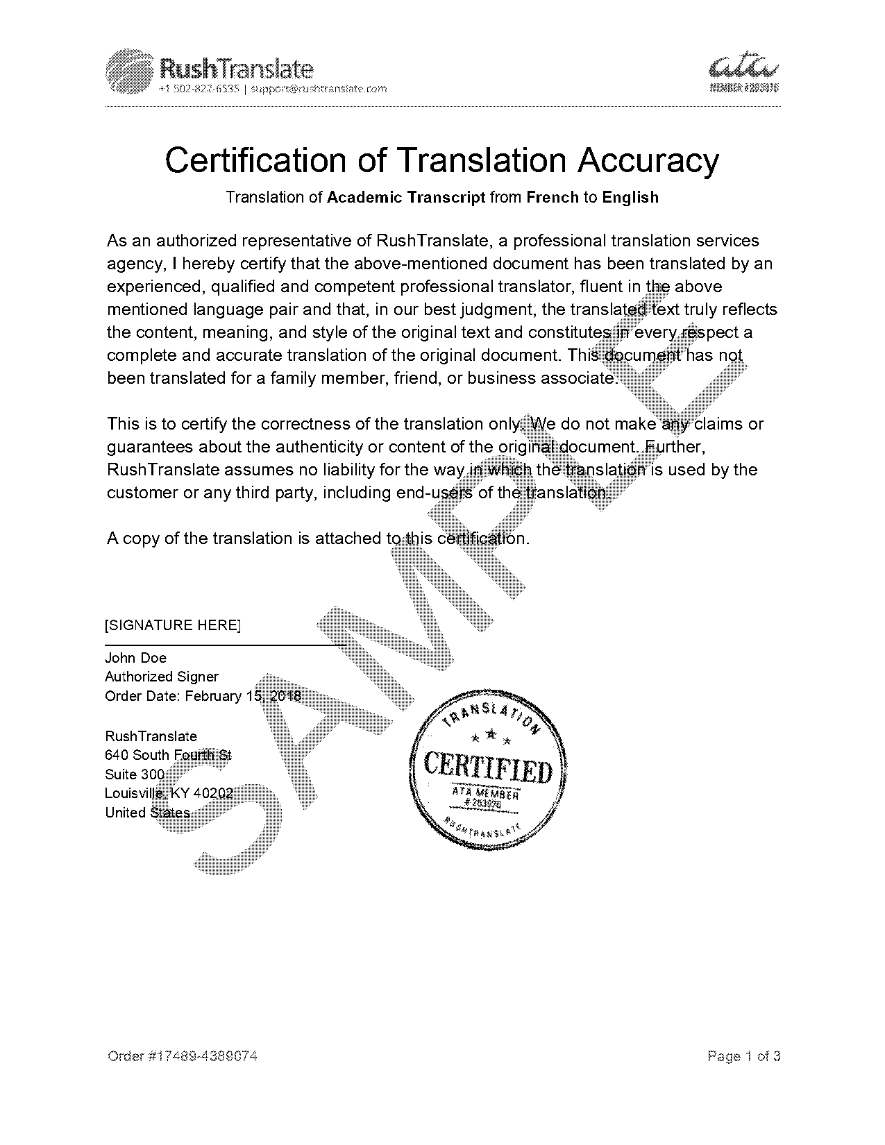 official academic transcript traduçao