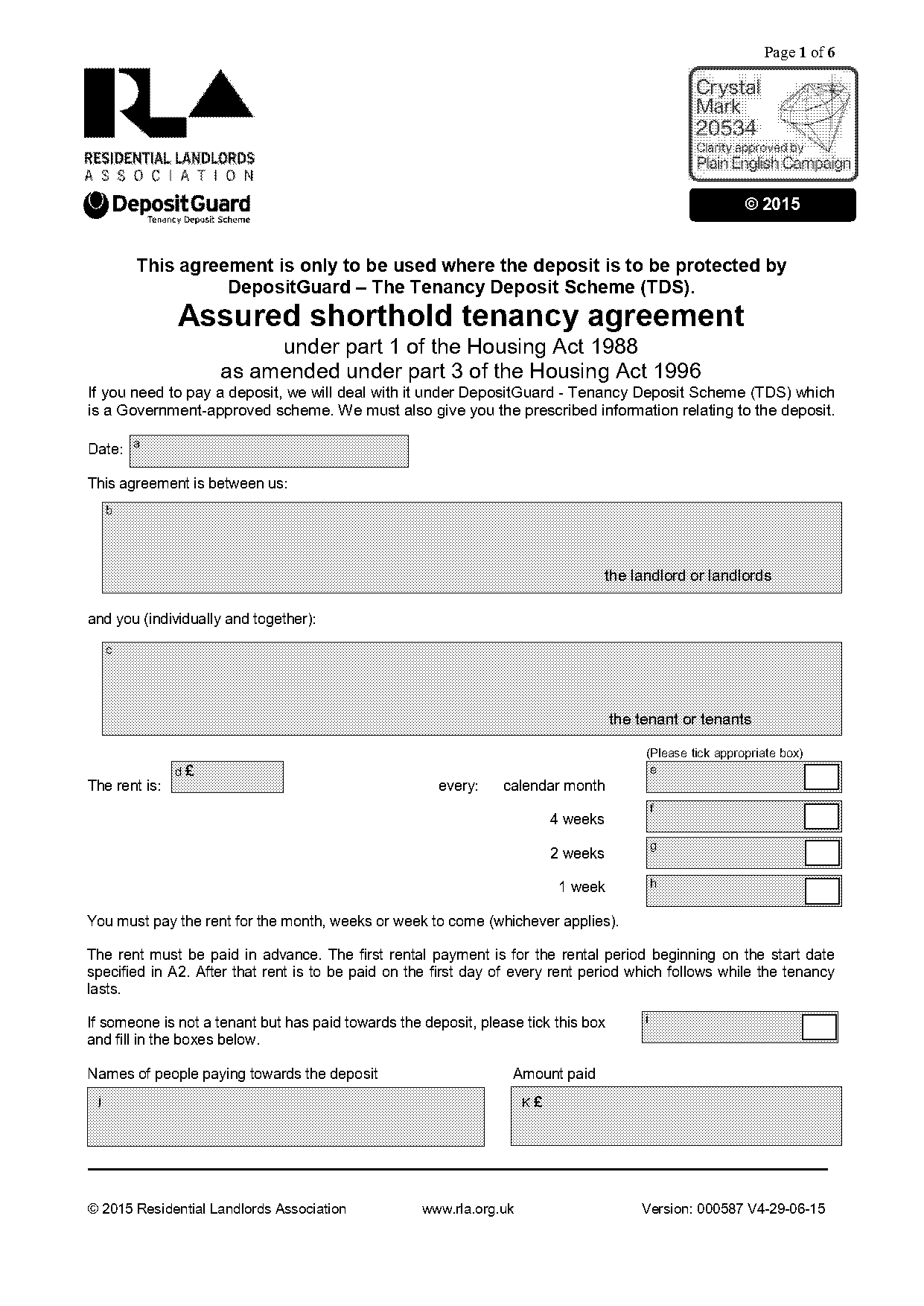 assured shorthold tenancy agreement pdf rla