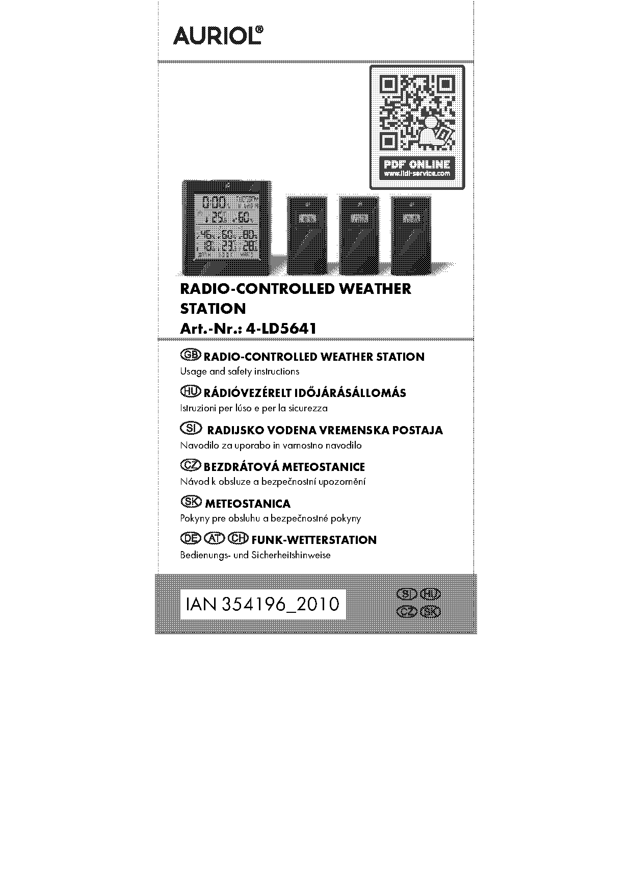 auriol weather station instruction manual