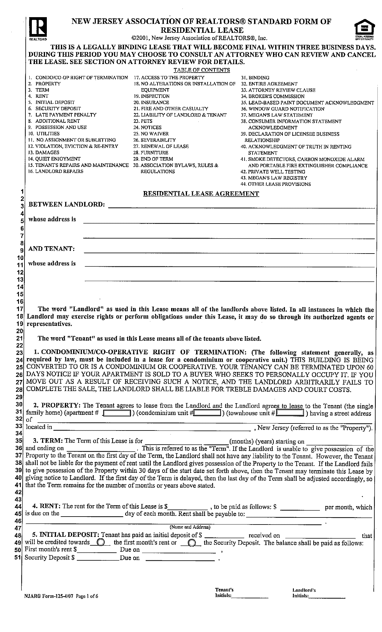 real estate rent agreement form