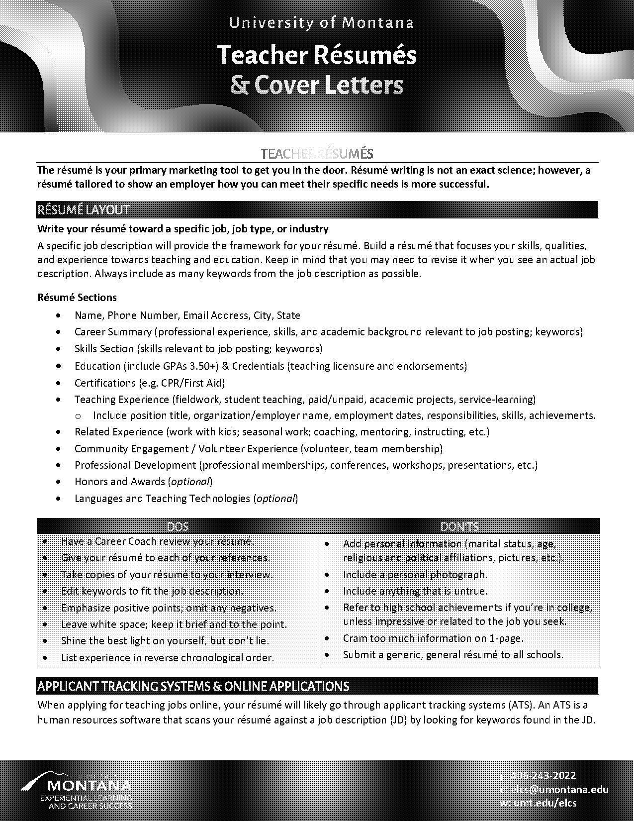 resume for leaving teaching