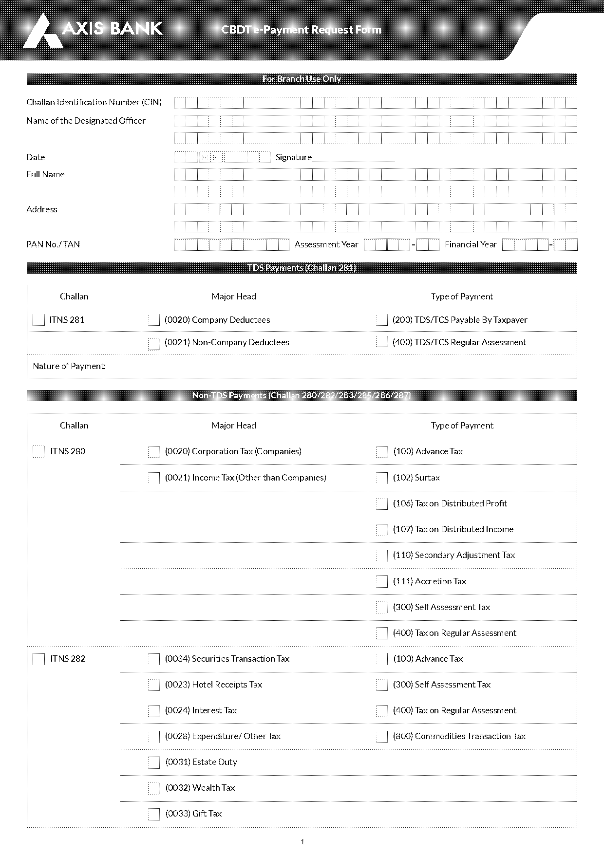 cbec e payment request form