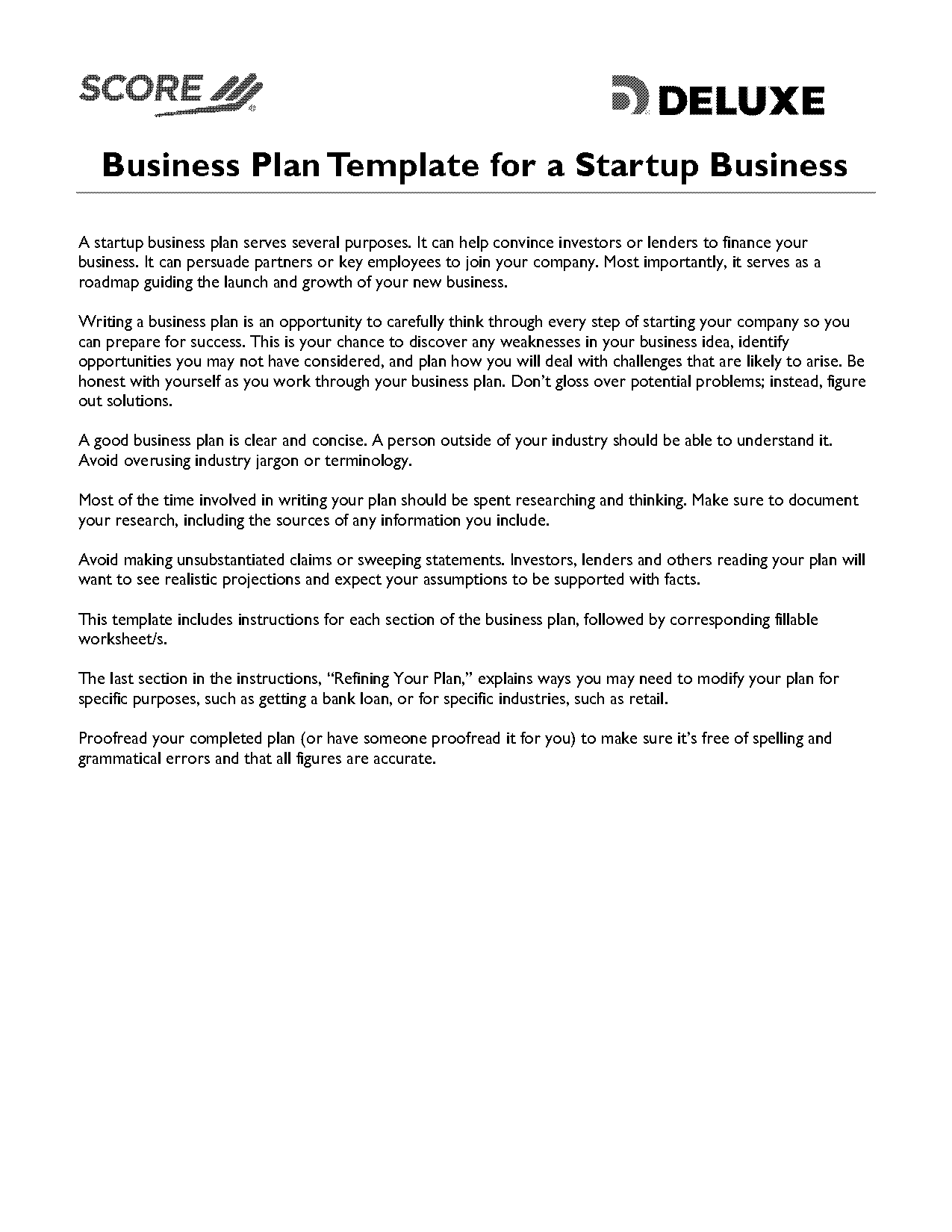 business plan template for a product