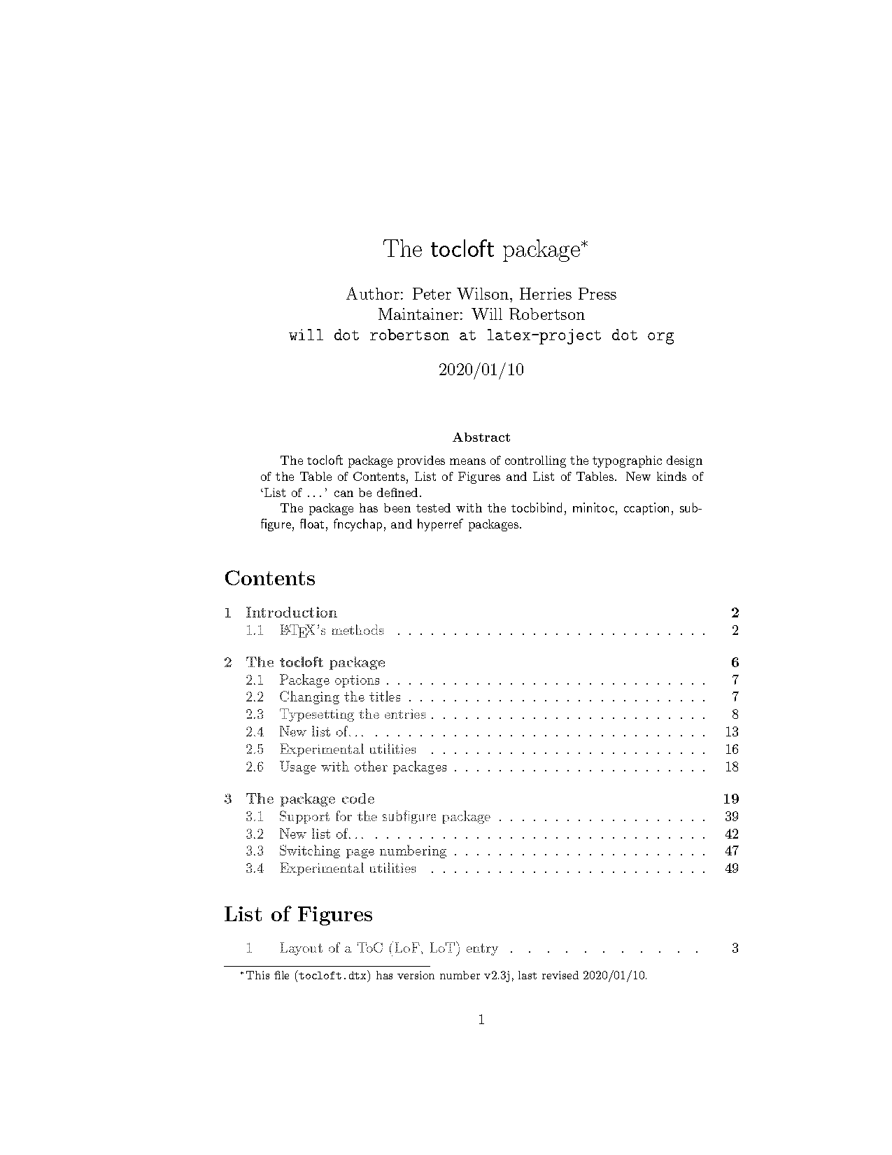 latex generate table of contents in pdf