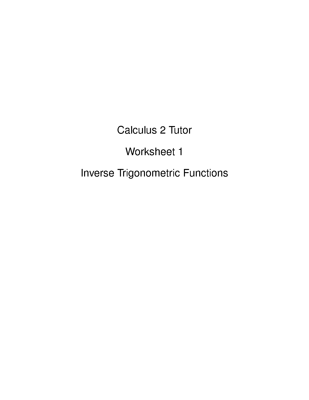 evaluating inverse trig functions worksheet and answers