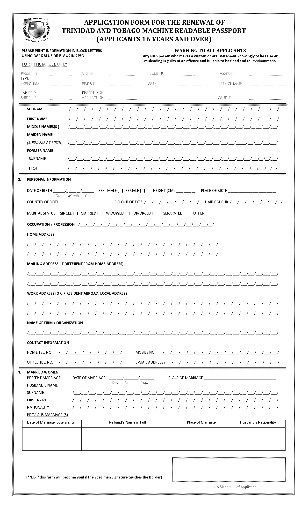 trinidadian passport renewal form