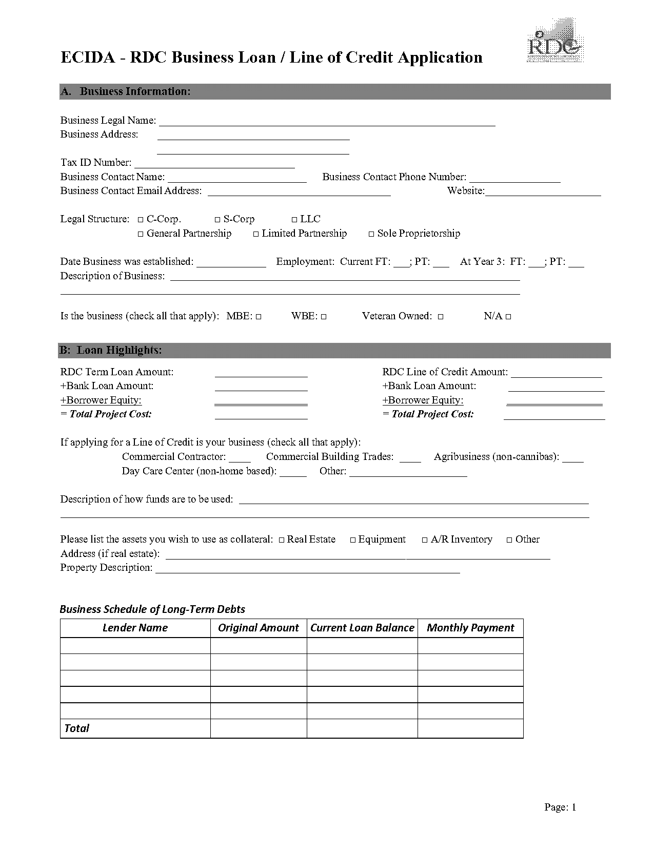 line of credit application