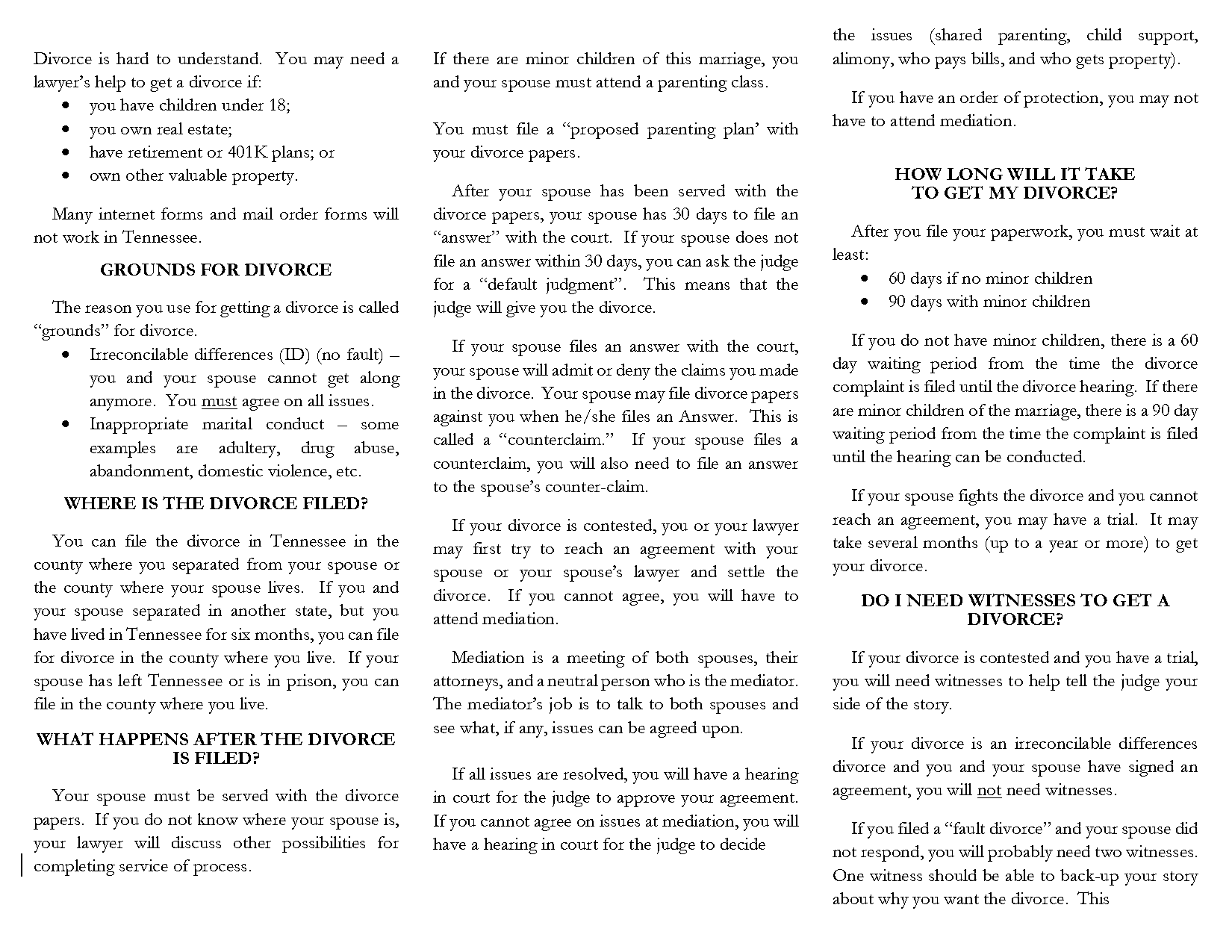 how long does it take to get divorced in tennessee