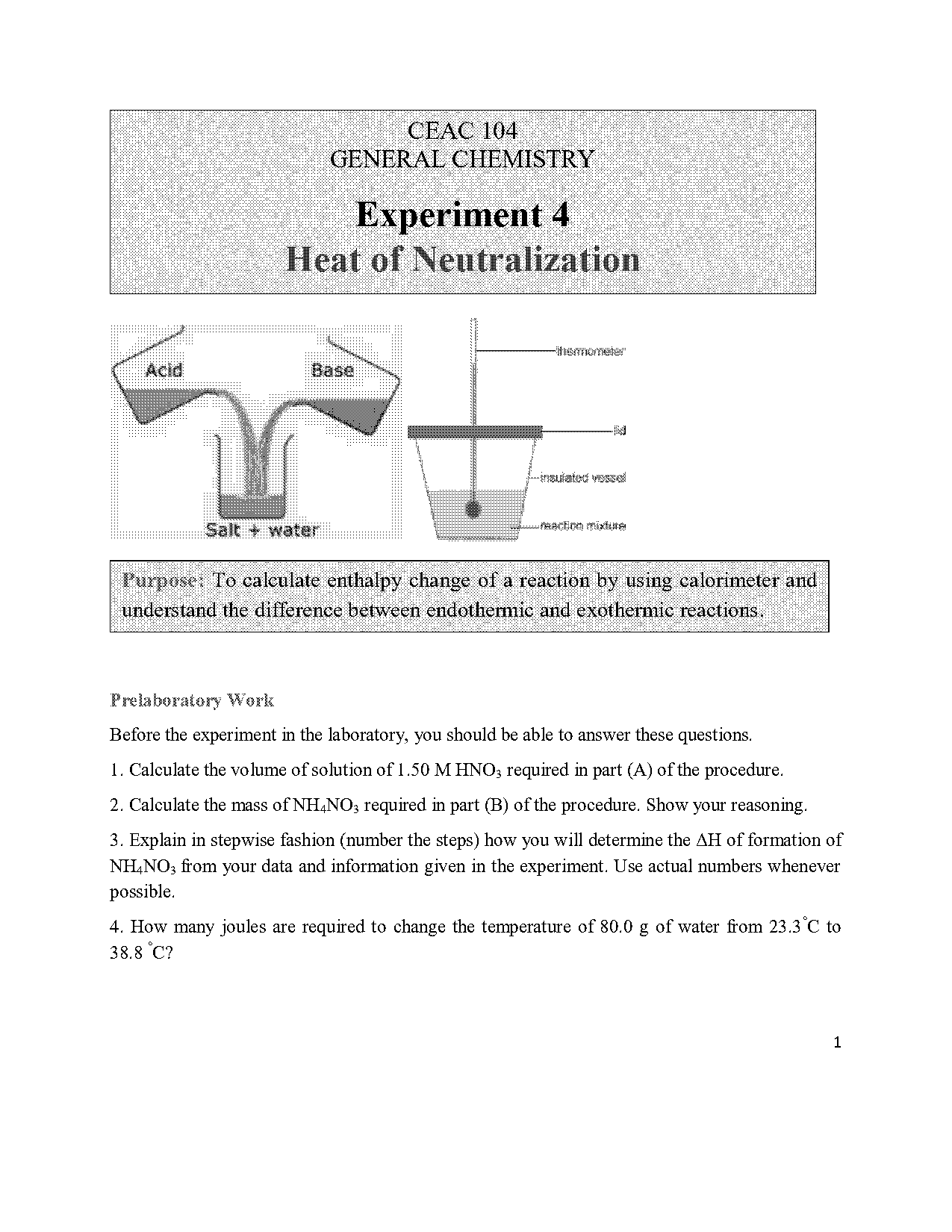 enthalpy of neutralisation lab report