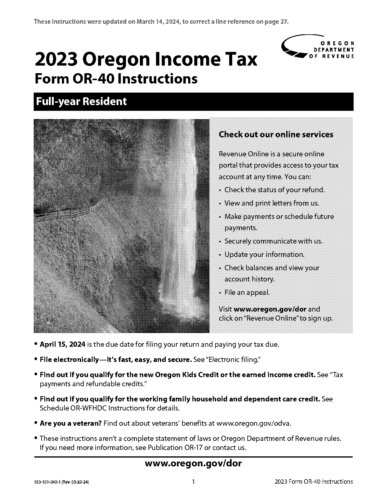 oregon individual tax return instructions