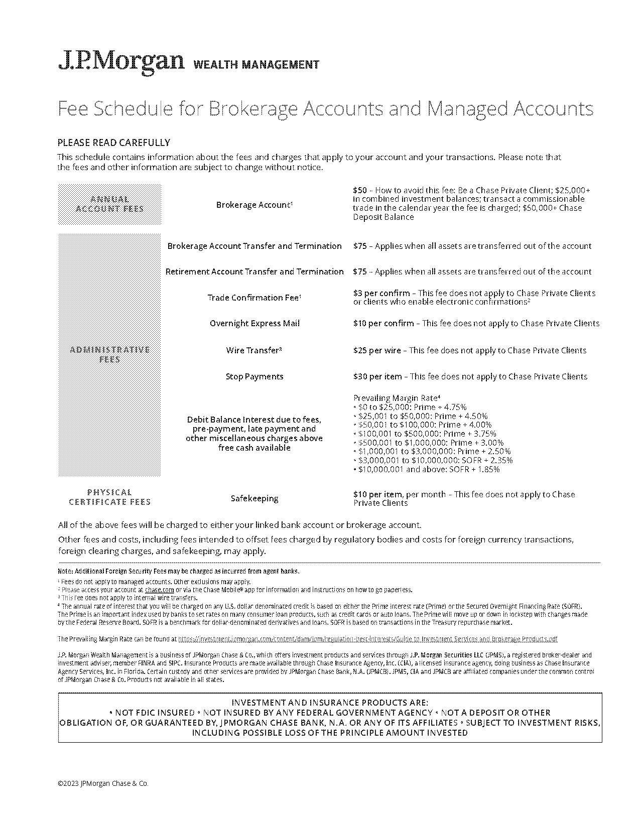 chevy chase trust fee schedule