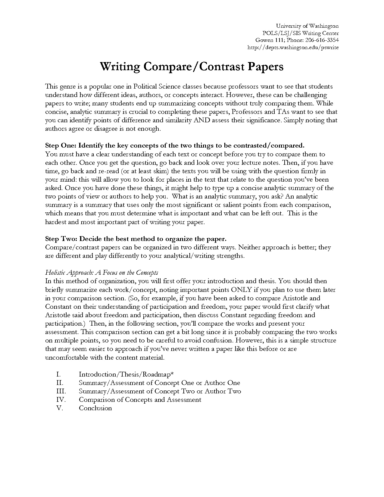 how to write a paper on comparison and contrast