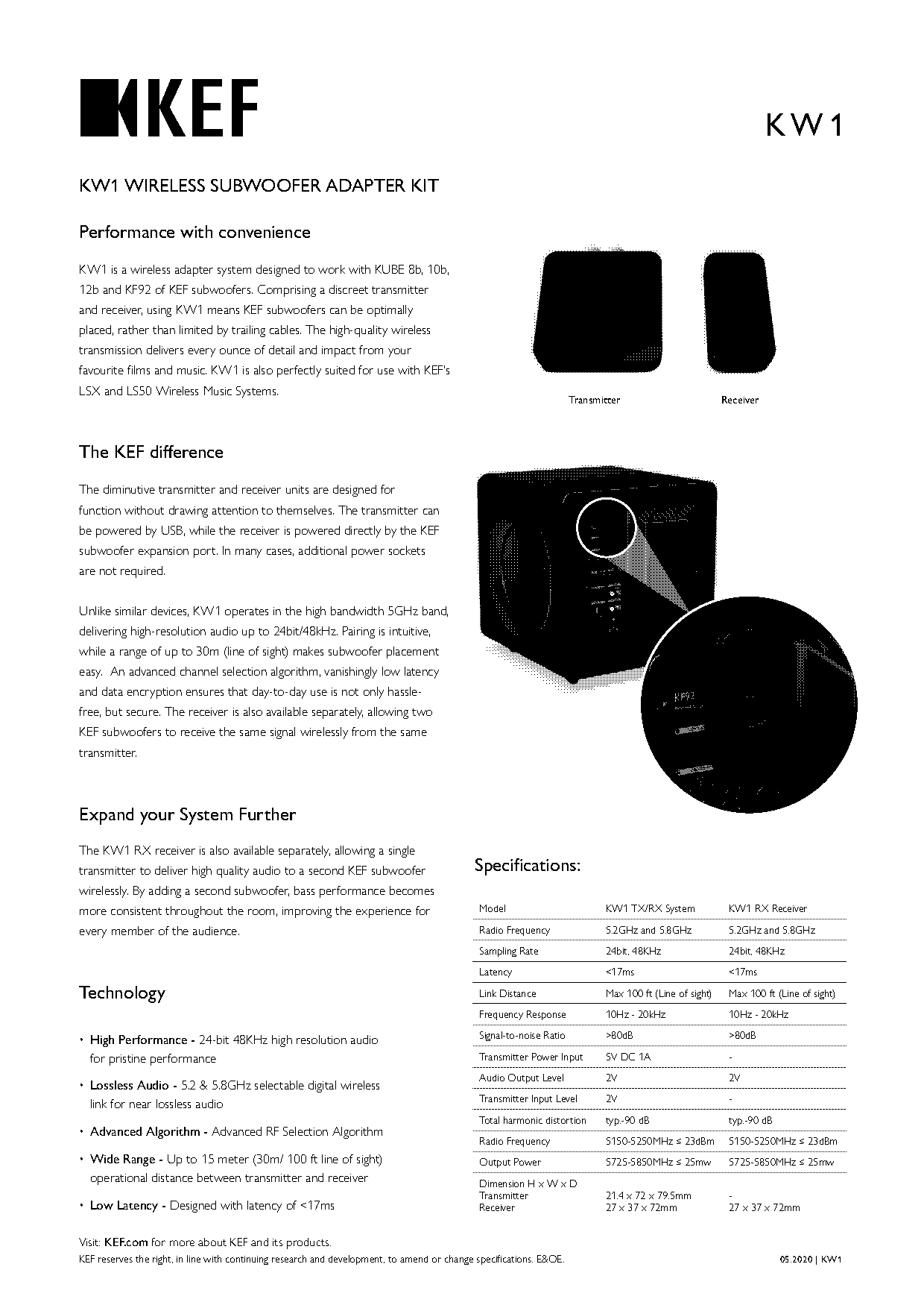 wireless subwoofer transmitter and receiver kit