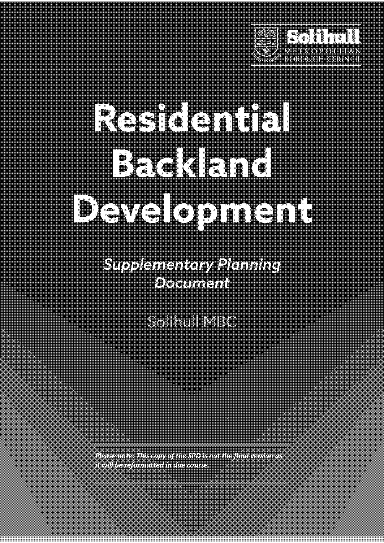 backland development government policy