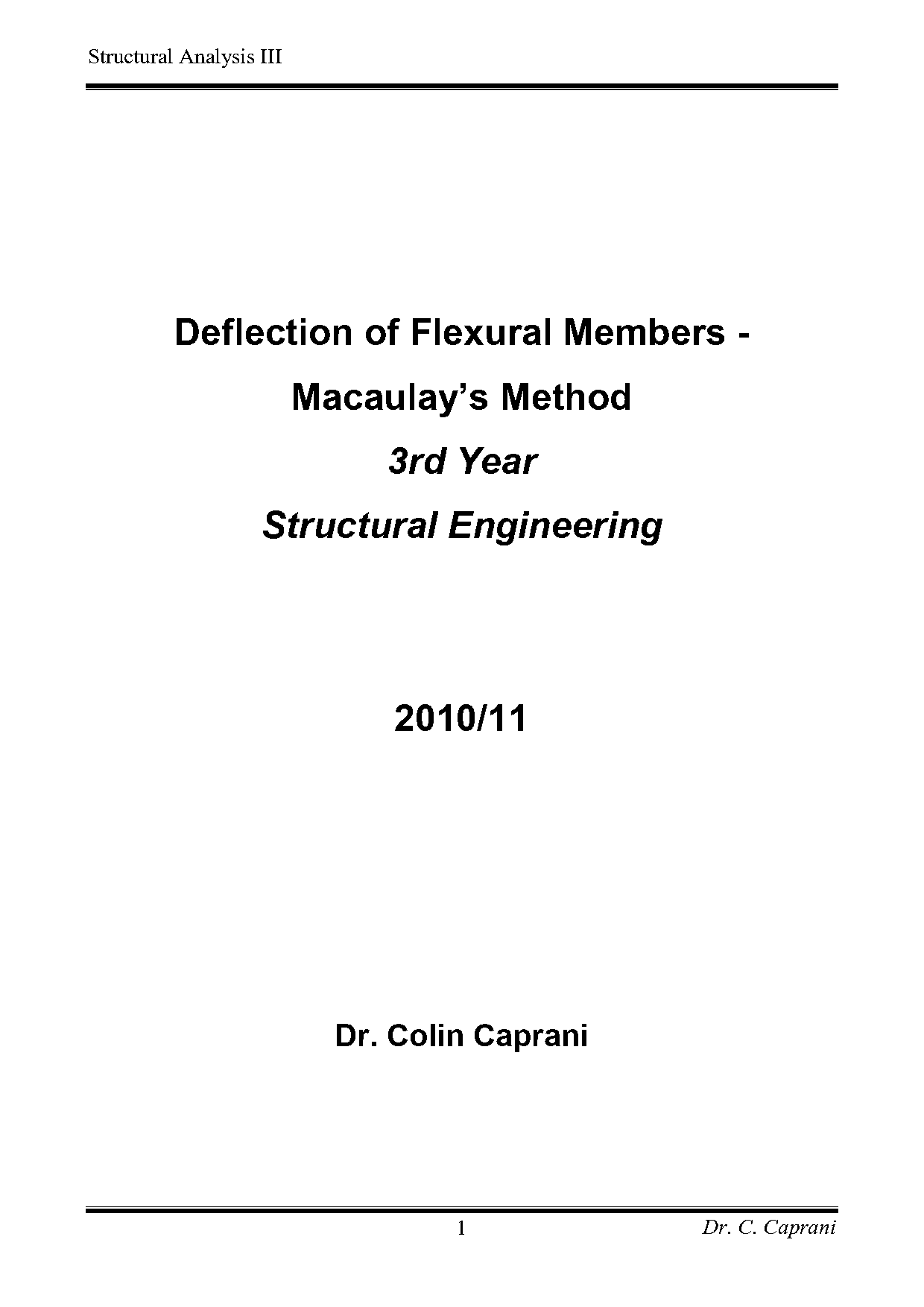 beam deflection example as function of x