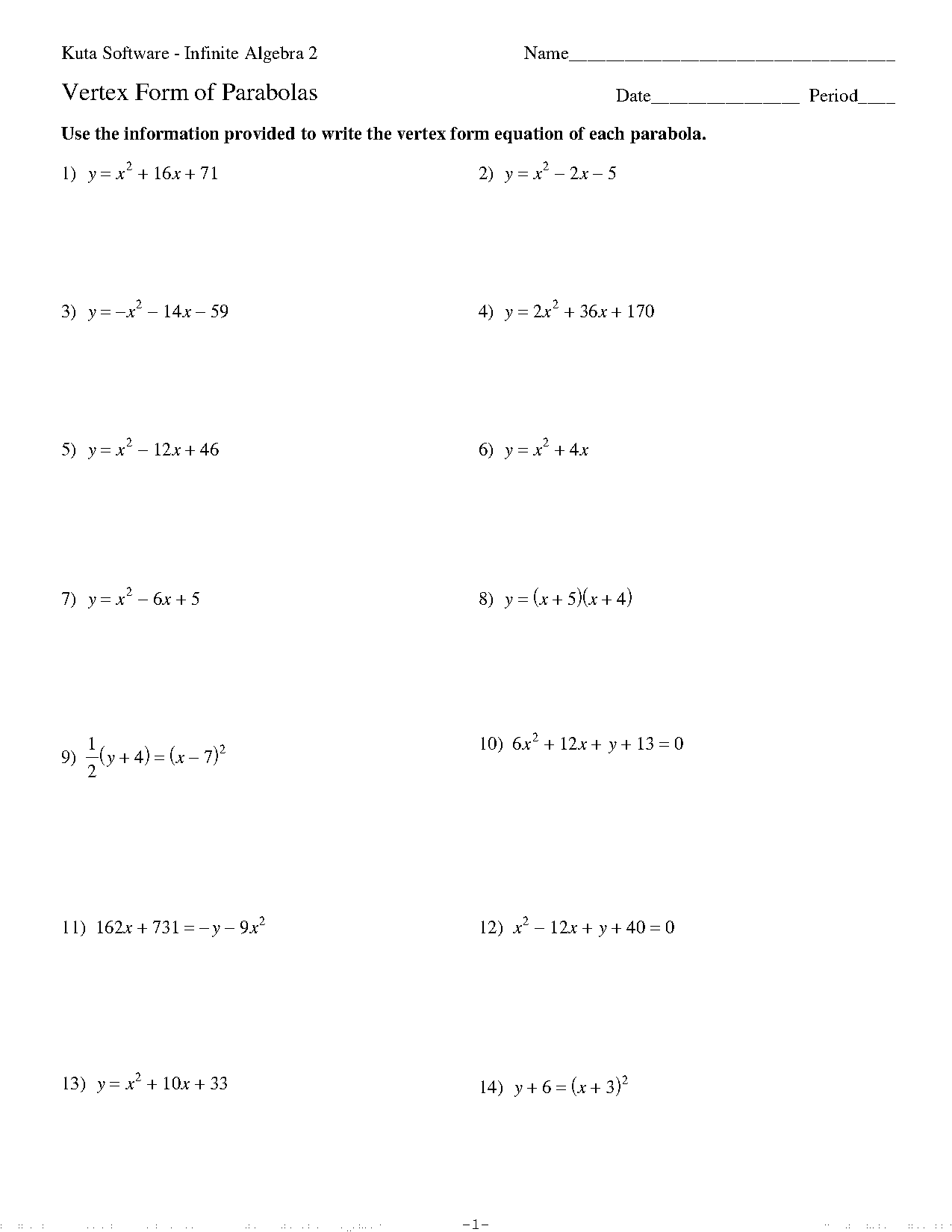 how to make vertex form from standard form