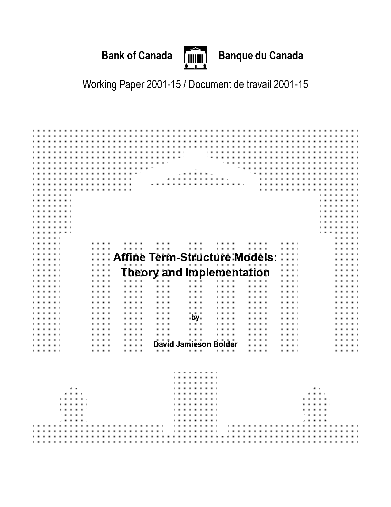 affine term structure models bank of canada