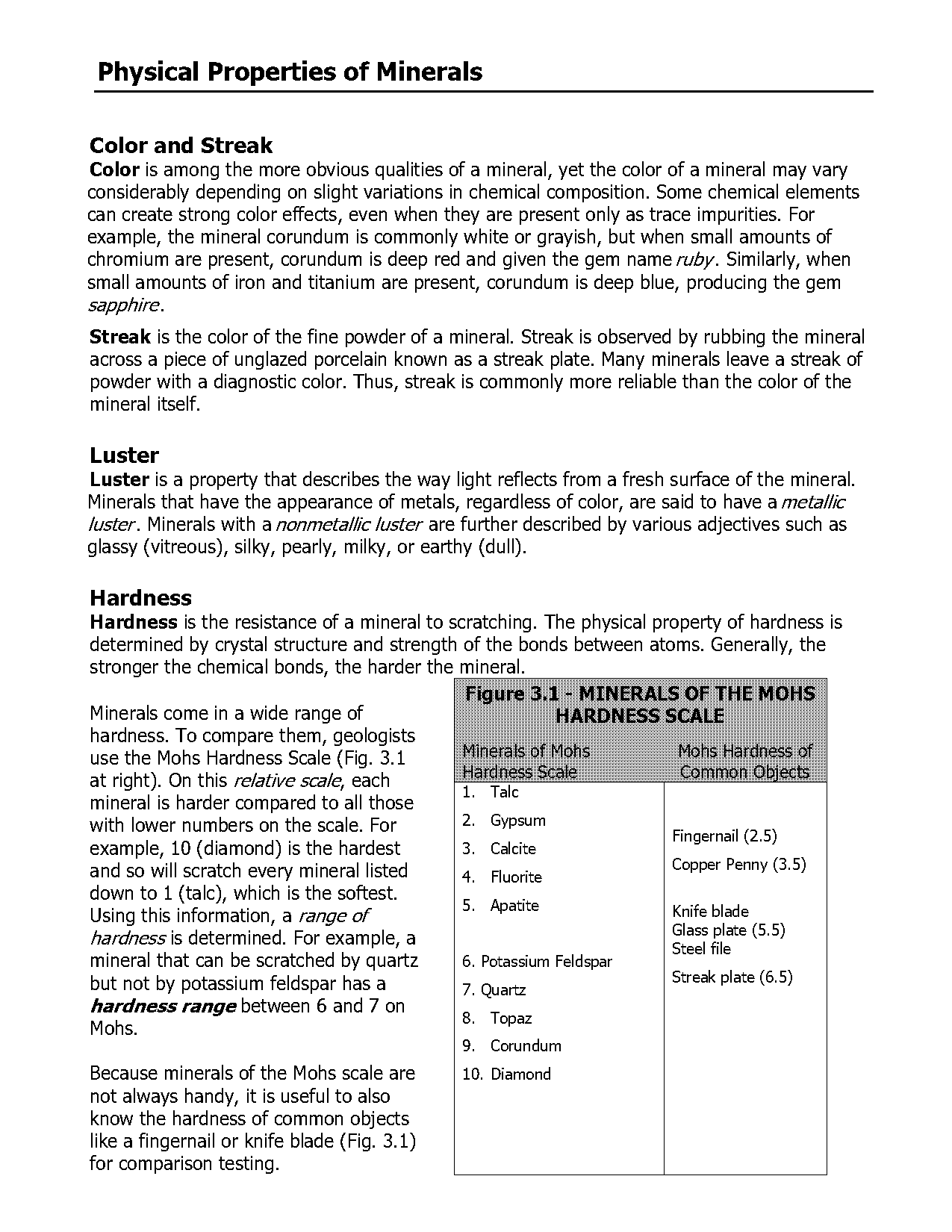 physical properties and hardness