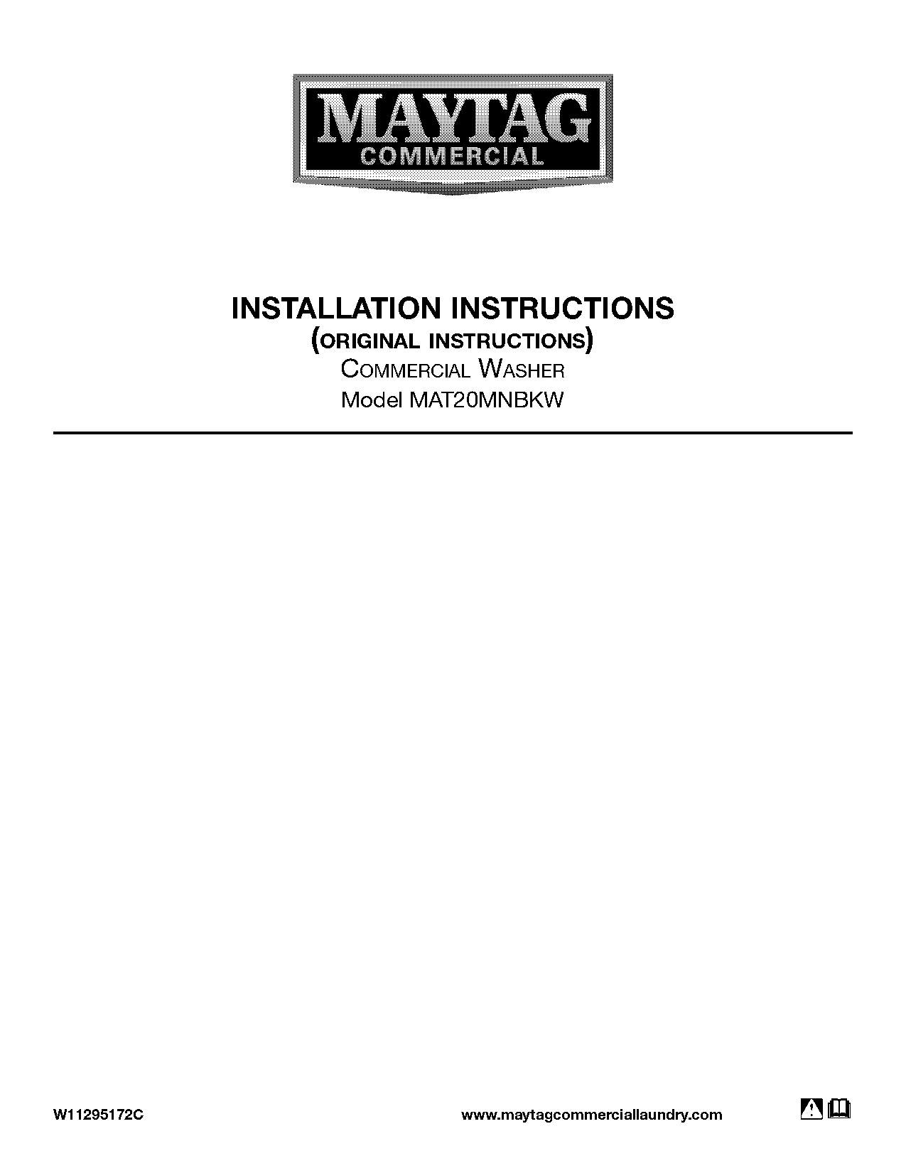 instructions for maytag commercial washer