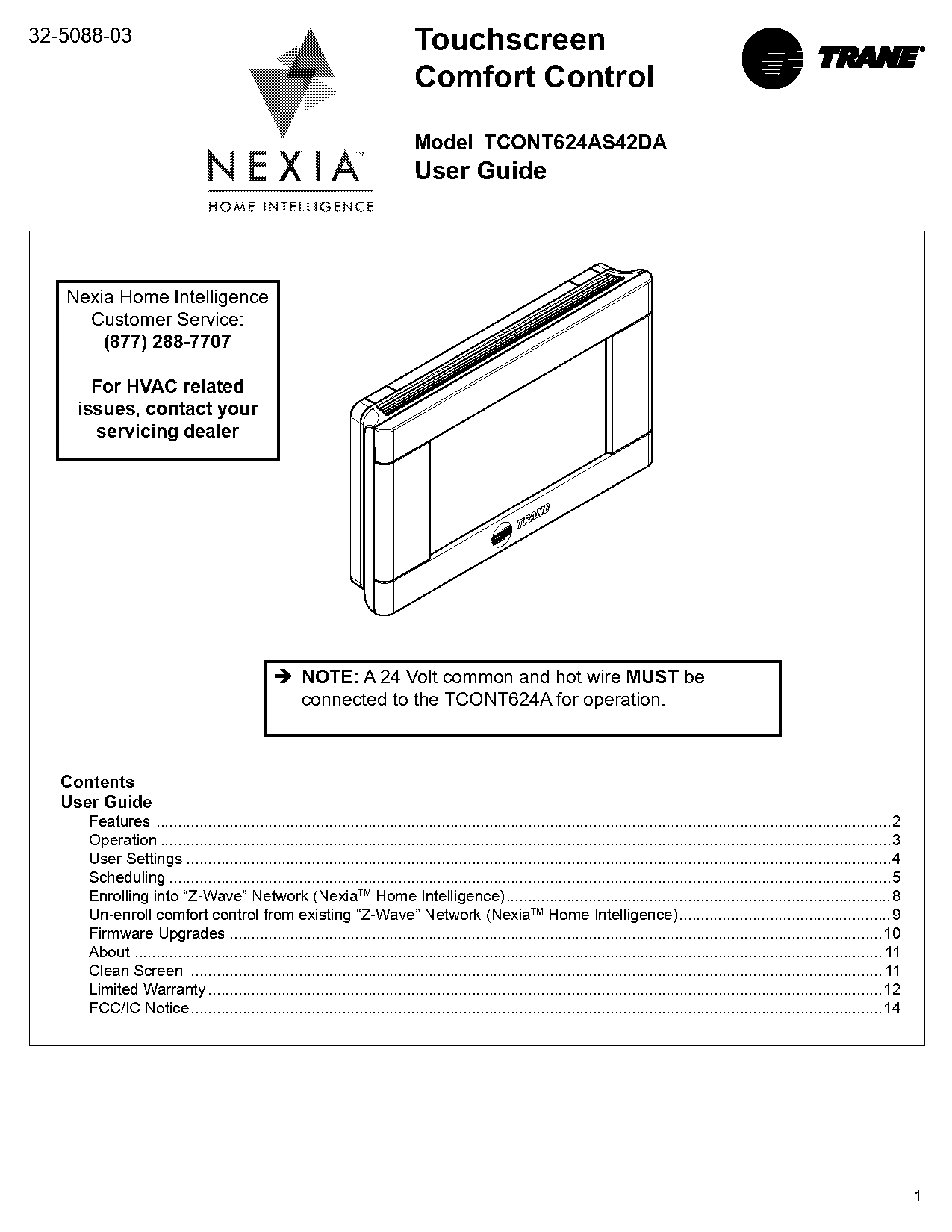 trane z wave thermostat manual