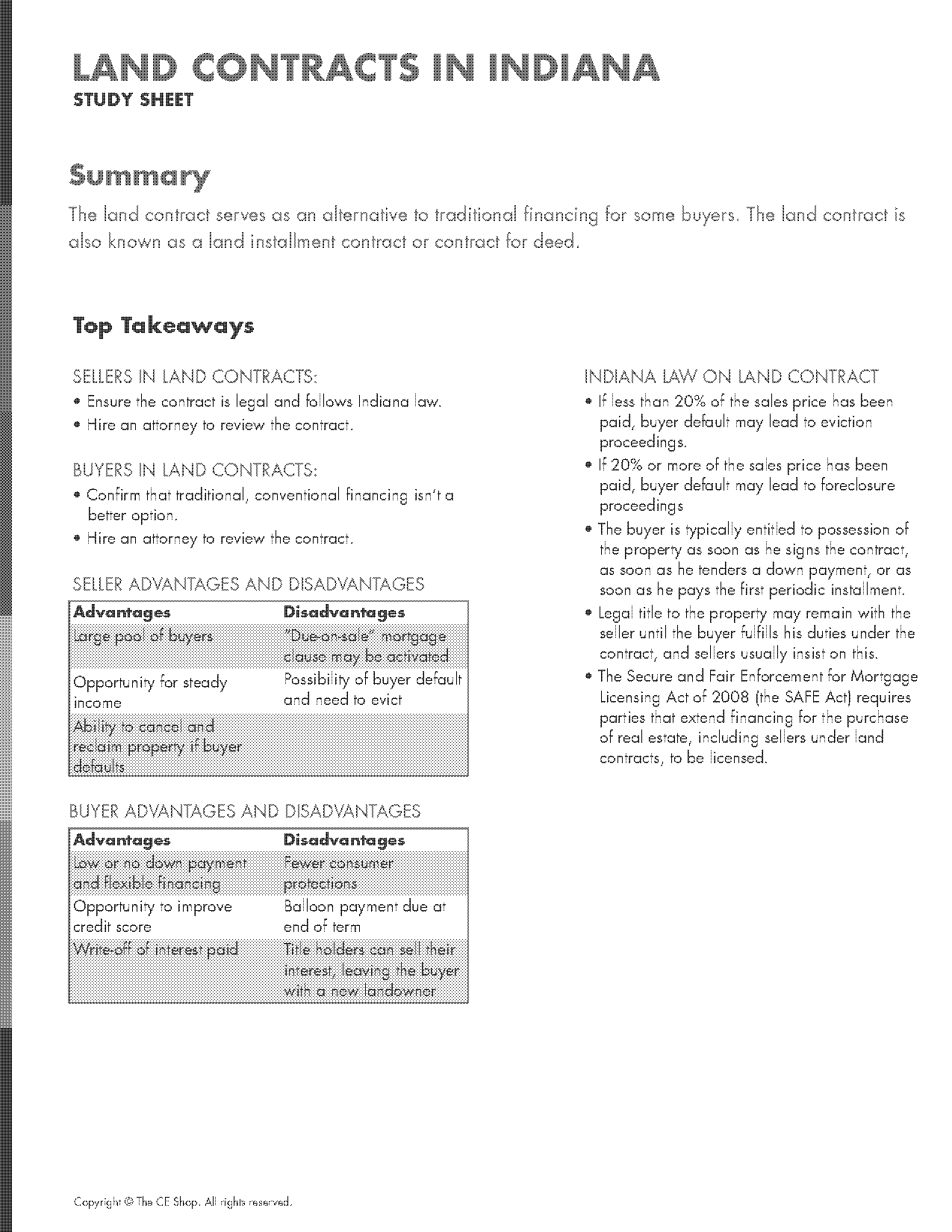 indiana real estate land contract